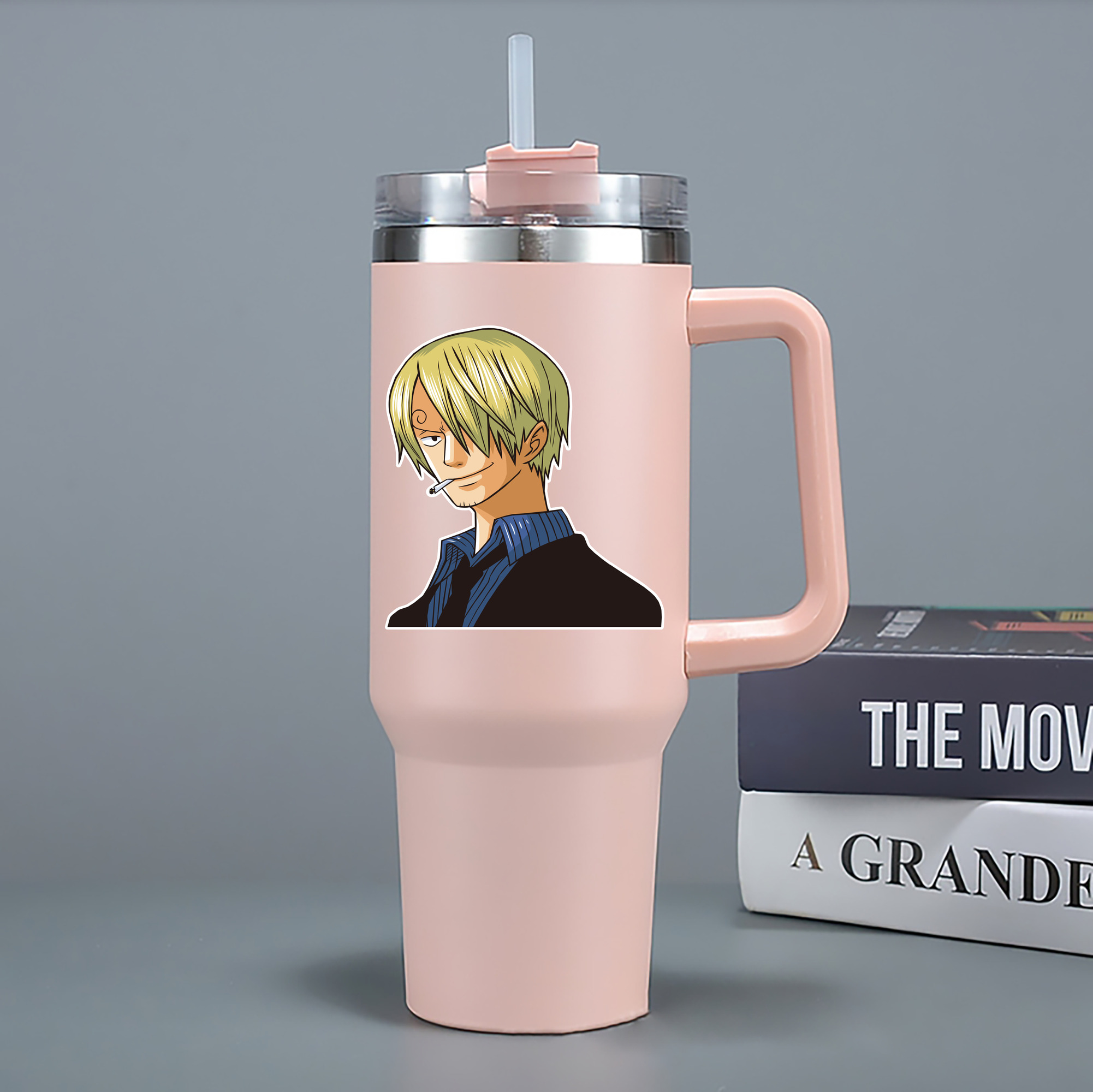 ワンピース サンジ ONE PIECE Sanji 1200mL車用タンブラー - クリスタルステッカー（プラスチックストロー付き）